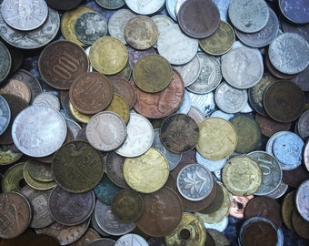 Foreign Coin Set - vintage coins from travels - foreign currency - old coin assortments - coin charm - vintage  old coins