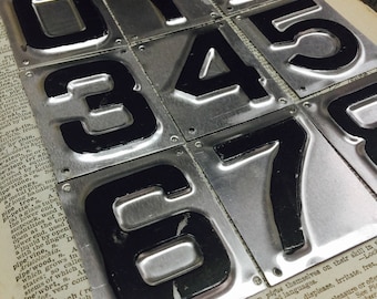 Industrial metal numbers 2.5" - small vintage embossed numbers – salvaged address number – vintage house numbers – sign numbers – silver