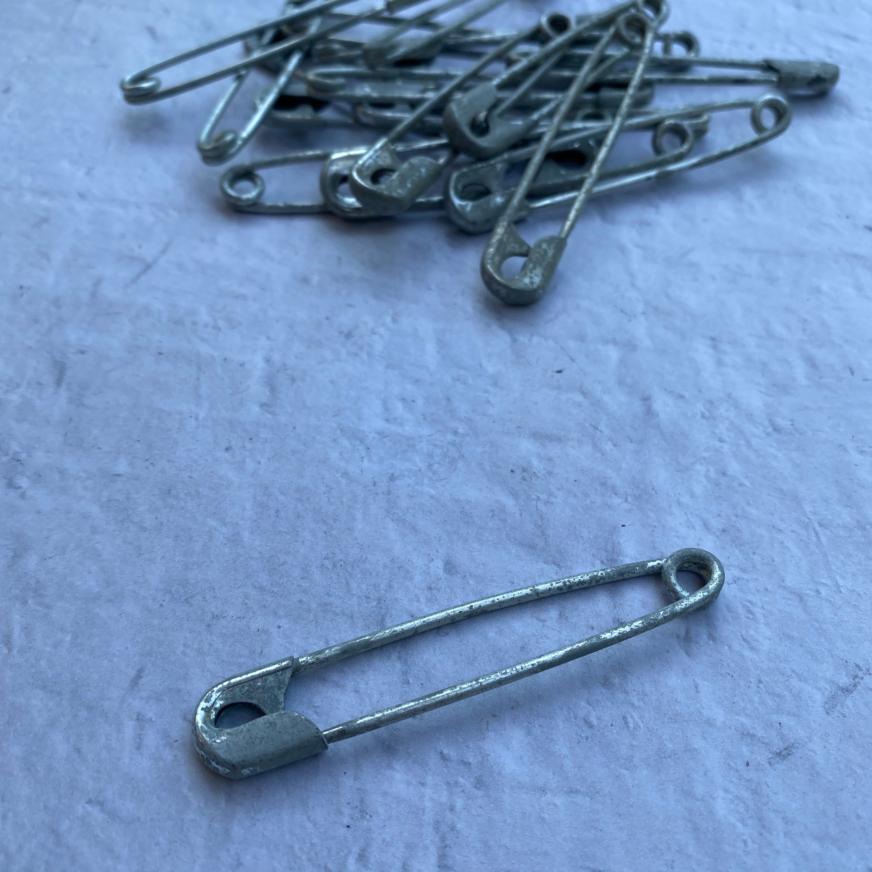 Antique Nickel Brass horse blanket pin ONE oxidized Vintage large