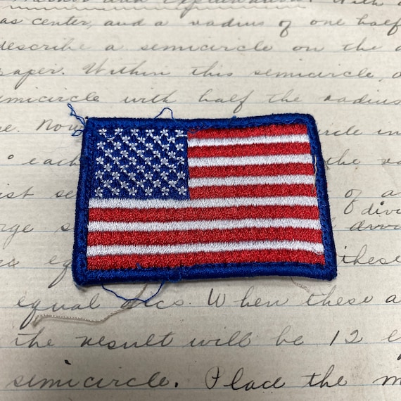 Vintage sew on patch - American flag blue border - vintage patch - hippy - vintage patches - vintage novelty patch - USA groovy flag