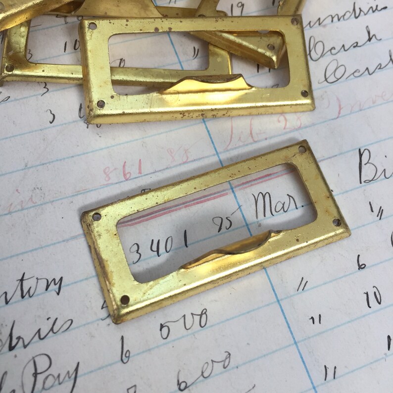 Vintage Brass Label Holder For Drawers Antique Drawer Pull Etsy