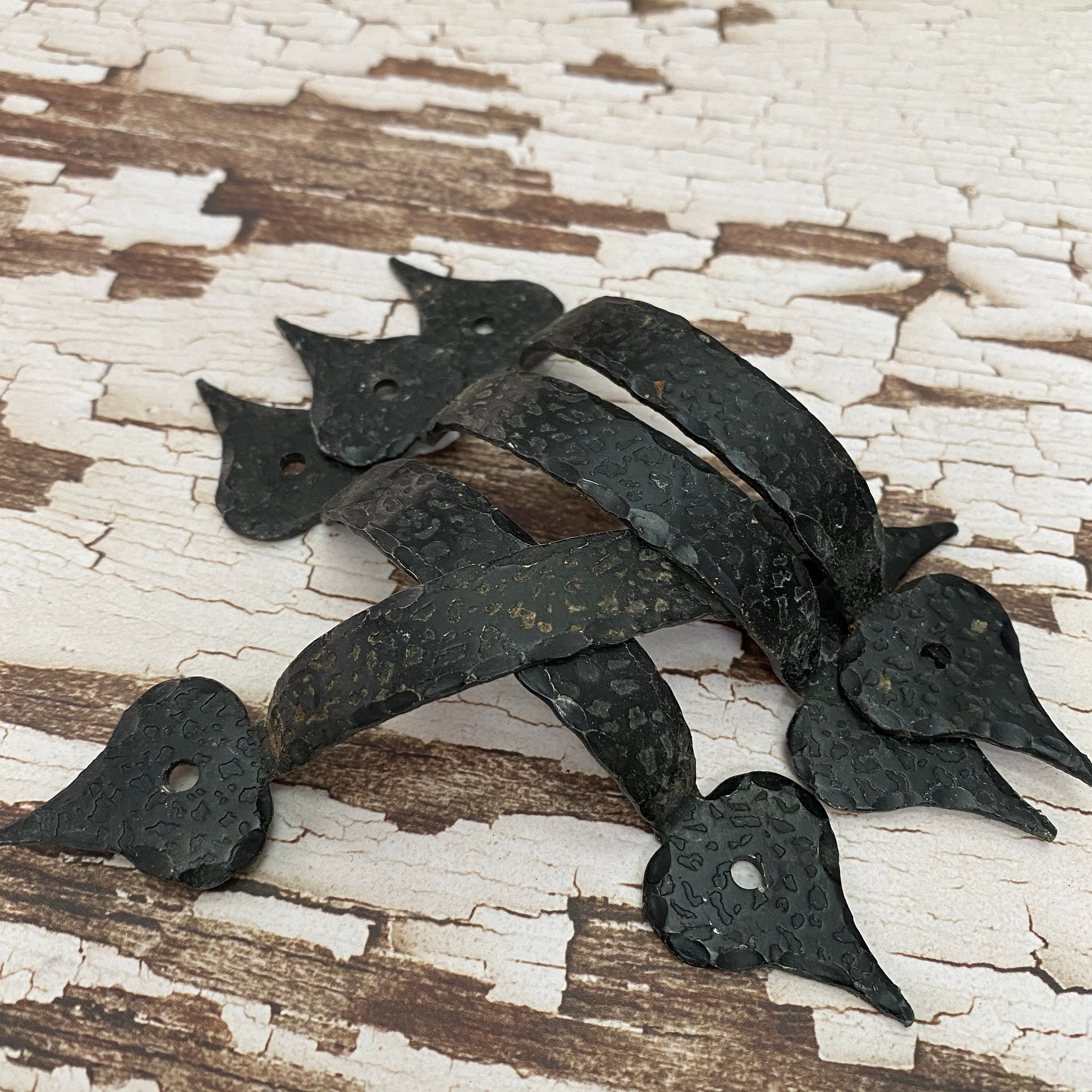 Vintage Black Hammered midcentury Knob or Drawer Pull Neat