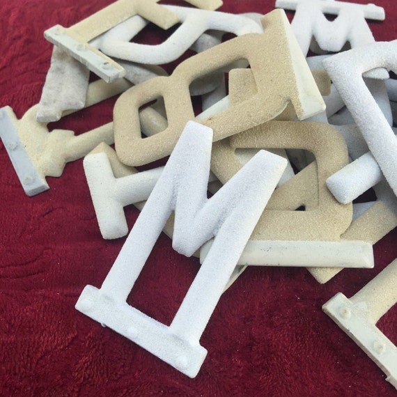 Vintage Reflective metal letter and number - heavy cast Aluminum Letter - address number - white vintage sign letter - old metal letter -