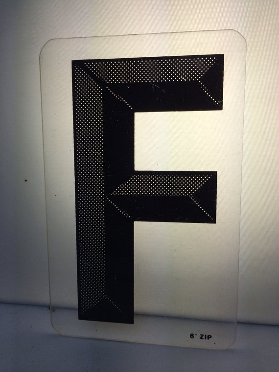 Clear plastic letter F – Plexiglas letter - Black marquee letter - black patterned sign letter – salvaged plastic sign – wedding letter