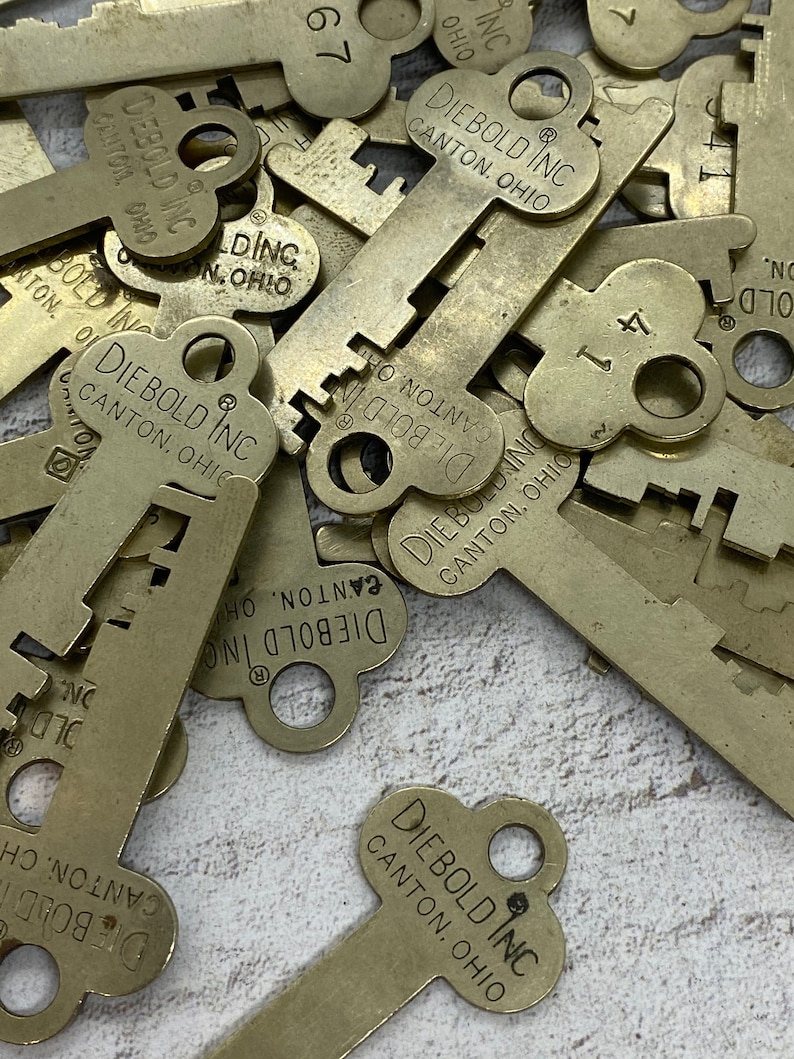 Lot of 5 Vintage Safe Deposit Box Key and Numbered Brass Tag Etsy
