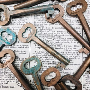Vintage brass skeleton Key - antique door key - vintage skeleton key - Brass room Key - hollow barrel- fancy key - old brass key charm