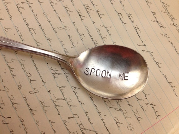 Spoon Me hand stamped spoon - Valentine gift - handmade coffee lover gift idea - cool cute gift hand stamped spoon - funny spoon- geek gift