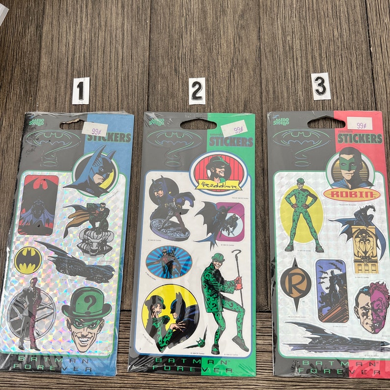 vintage 1995 Batman Forever Hologram stickers - 3 au choix - Riddler, Batman, Robin- hologram sticker - autocollant réfléchissant image 2