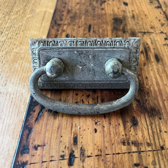 Vintage rectangle drawer pull - metal pulls - antique drawer pulls