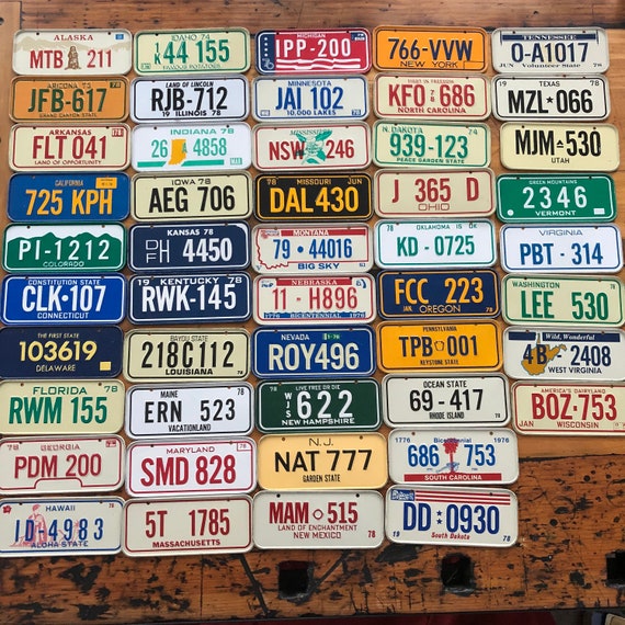 Vintage 1978 Bike License Plates - Choose your state - Bike Plate - Cereal Box prize - 5" plate - Embossed plates - 70's mini license plate