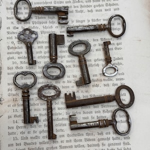Set aus 10 originalen Skelett Schlüsseln - Steampunk Schlüssel - Antiker Skelett Schlüssel - Steampunk Schlüssel - Vintage skelett Anhänger - Steampunk Schlüssel