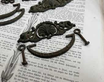 Ein Vintage Messing verzierten Schrankgriff oder Schubladenknauf - Ordentliche antike Messing Metalltürknäufe - Blatt Natur floral - Metallbeschläge