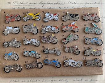 Motorcycle lapel pin - vintage motorcycle jacket pin -  biker pins - Harley Triumph Honda Kawasaki BMW Ducati enamel pin