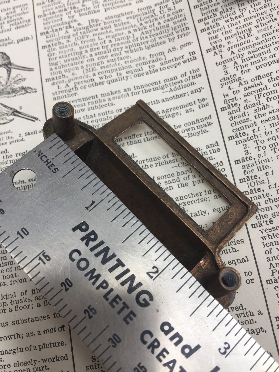 Vintage brass label holders for drawers authentic antique brass