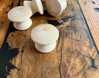 Vintage-Knauf aus Holz – Schubladengriffe aus rohem Holz – Kommodenknöpfe – Schrankknöpfe