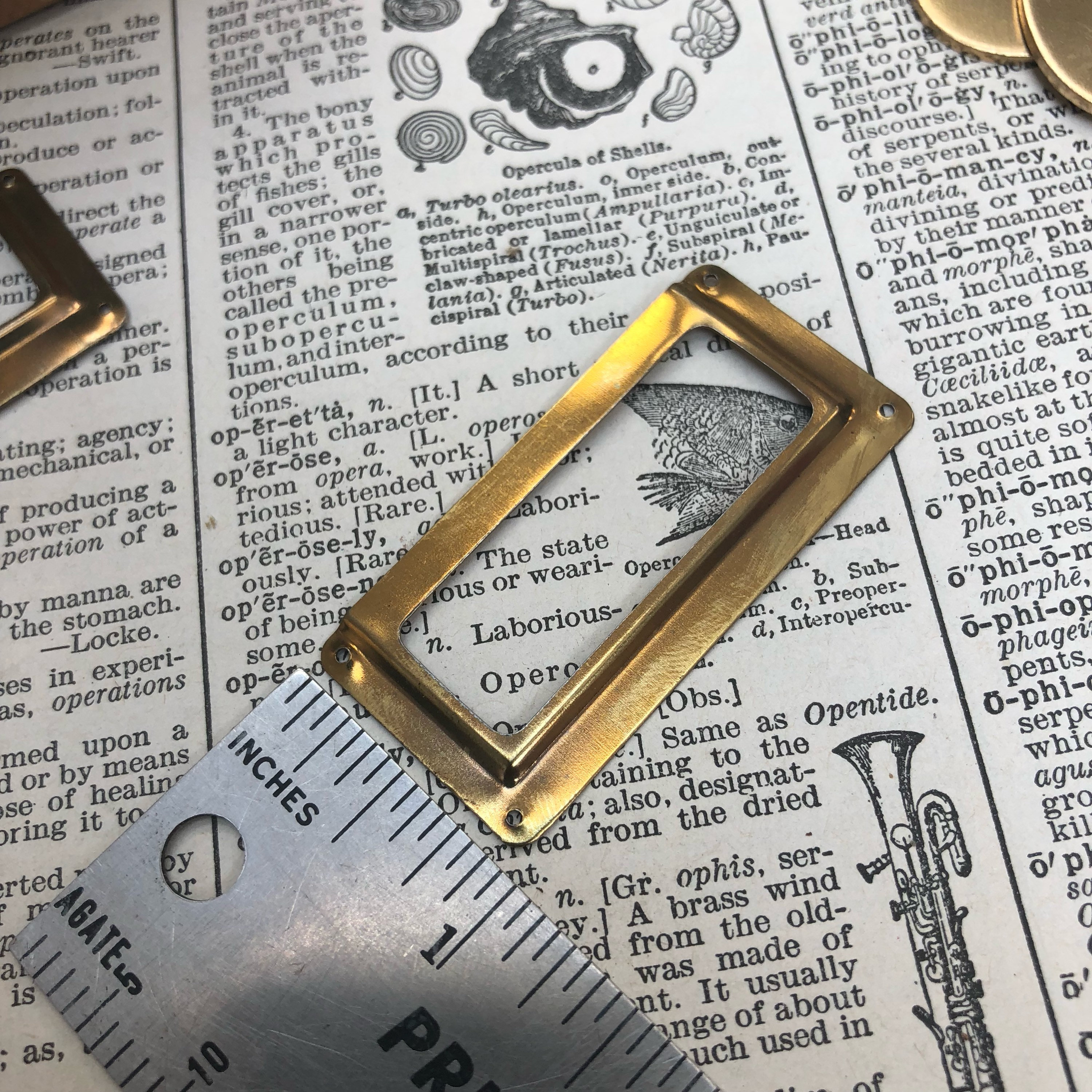 Vintage brass label holders for drawers antique drawer pull tag