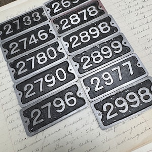 Vintage Fire box numbers Black tags metal tag - favorite numbers industrial number - steampunk metal tag - gold vintage locker tags -