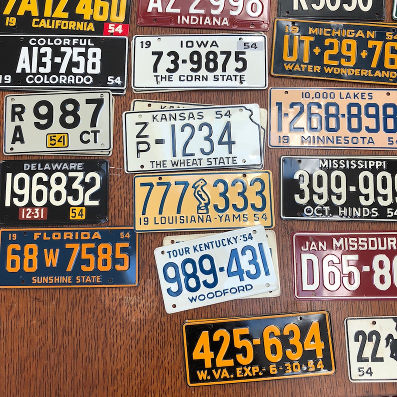Vintage 1954 Bike License Plates Choose your state Bike | Etsy