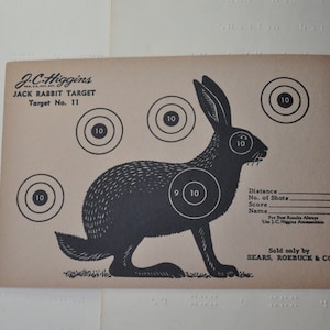 Bersaglio vintage J.C. Higgins Jack Rabbit - Bersaglio di carta n. 11 - Bersaglio da tiro Sears Roebuck - Bersaglio da fucile vintage - Bersaglio da caccia