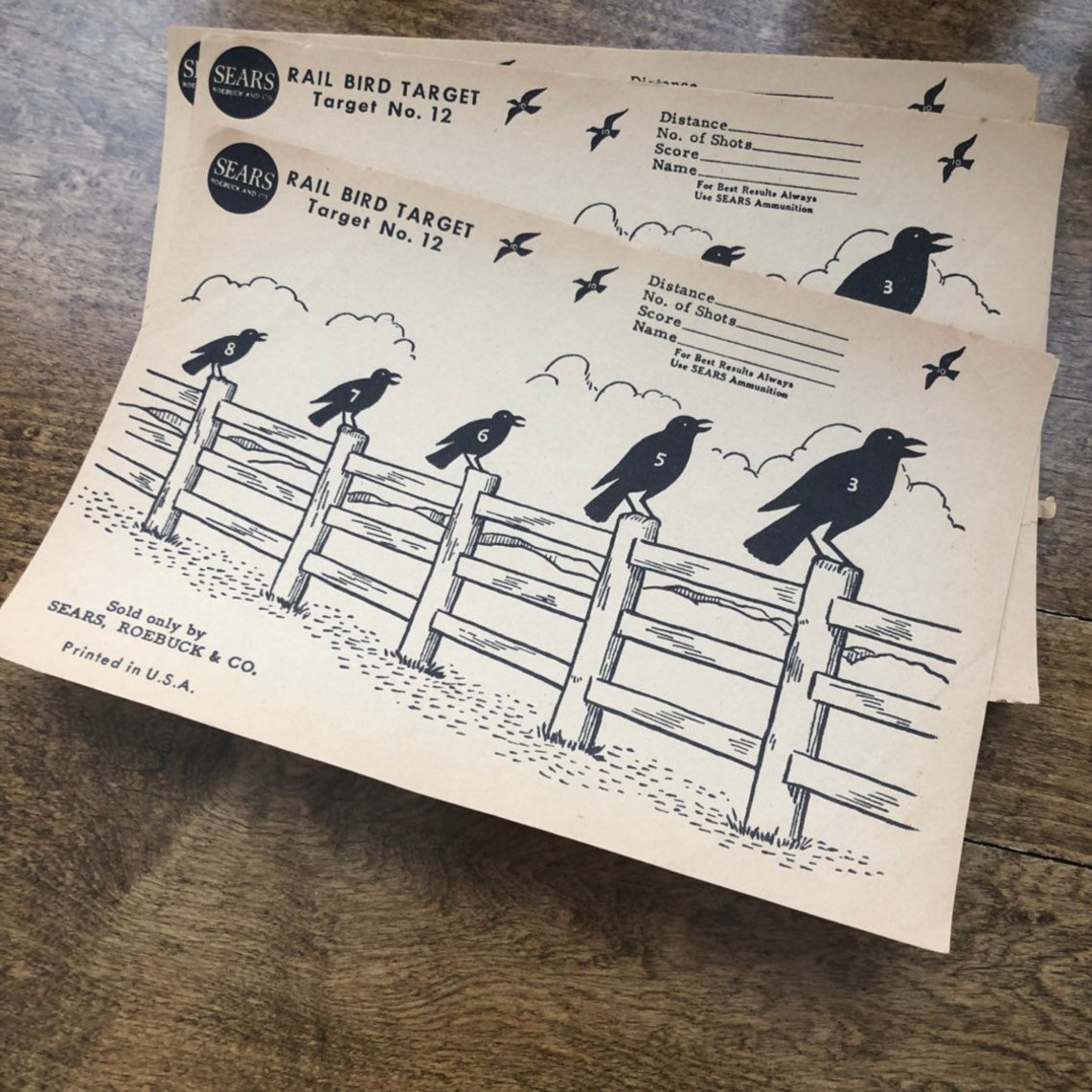 Vintage Sears Rail Bird Target - Paper Target No. 12 - Sears Roebuck ...
