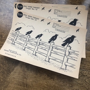 Vintage Sears Rail Bird Target - Paper Target No. 12 - Sears Roebuck Shooting target - Vintage rifle target - Hunting target
