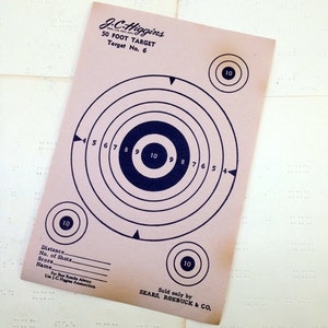Vintage J.C. Higgins Bullseye Target - Paper 50 foot Target #6 - Sears Roebuck Shooting target - Vintage rifle target - Hunting target