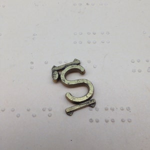 Small brass letter S - Vintage brass house letter - salvaged sign letter - address numbers - street number