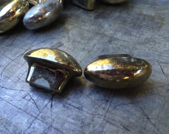 Vintage Brass Cabinet Knobs or Drawer Pulls - Neat small gold metal door Pulls - midcentury midmod mid century