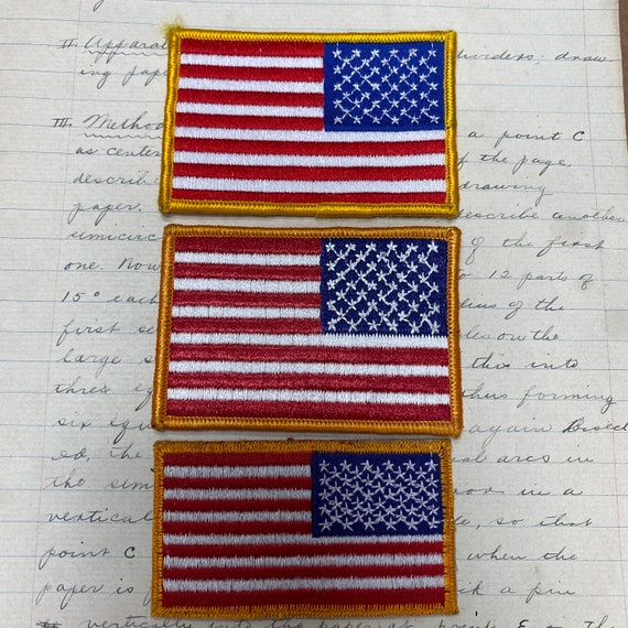 Vintage sew on patch - Backward American flag - 3 sizes - vintage patch - vintage patches - vintage novelty patch - USA groovy flag