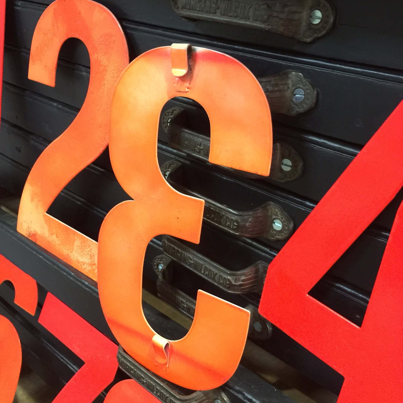 Red Metal Numbers Vintage Industrial 8