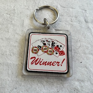 Vegas Casino Winner Keychain - Poker keychain - Plastic with metal ring