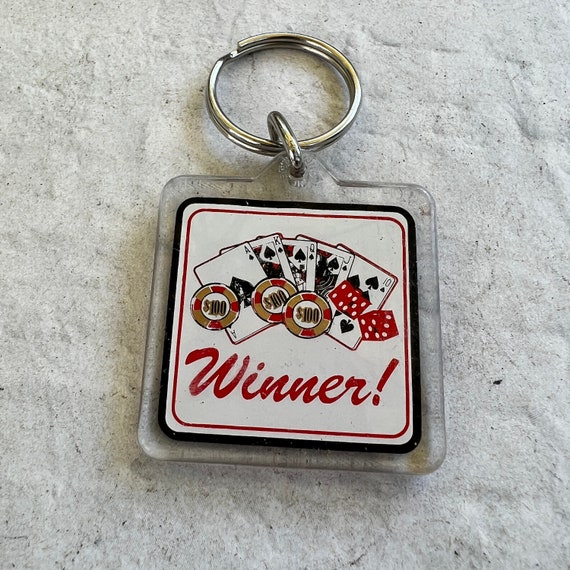 Vegas Casino Winner Keychain - Poker keychain - Plastic with metal ring