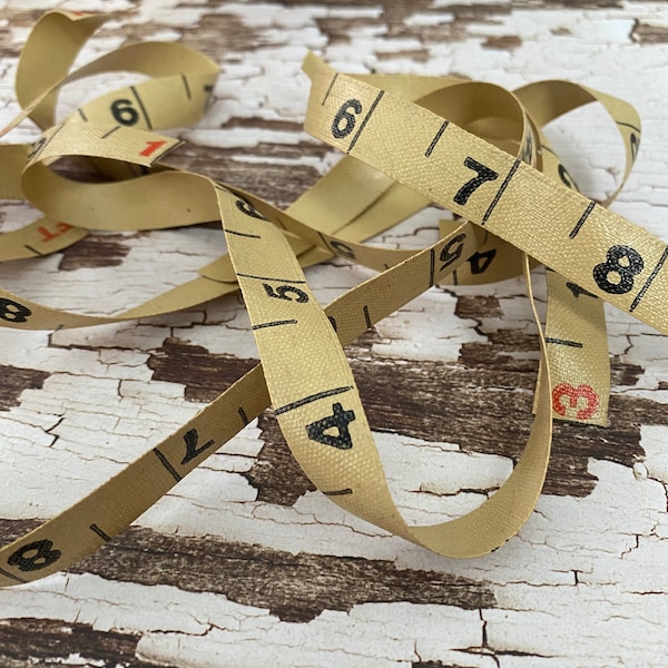 5 pieces - Antique coated heavy Plastic measuring tape - vintage ruler - cloth ruler - vintage tape measure - antique measuring pieces