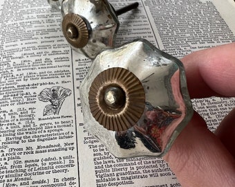 Vintage mercury glass Cabinet Knobs or Drawer Pulls - Neat salvaged  Glass Pulls - drawer handle - glass door knob - antique glass knob