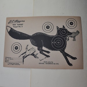 Vintage J.C. Higgins Fox Target - Paper Target No. 5 - Sears Roebuck Shooting target - Vintage rifle target - Hunting target