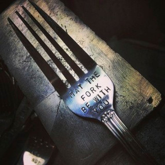 May the fork be with you - starwars gift idea - cool starwars gift hand stamped fork - star wars fork - star wars gift geek gift - nerd gift