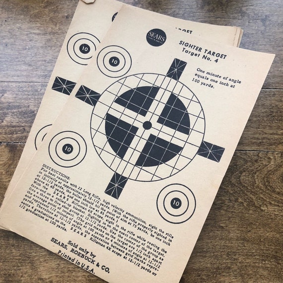 Vintage Sears Sighter Target - Paper Target No. 4 - Sears Roebuck Shooting target - Vintage rifle target - Hunting target