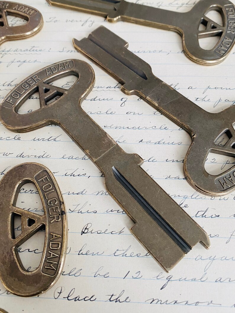 Vintage brass Jail Key uncut One key Folger Adam jail key Etsy