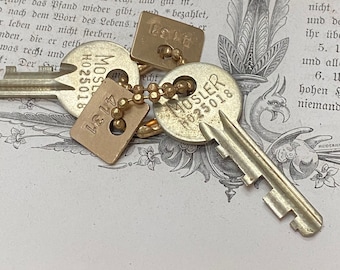 Mosler bank safe key set - Industrial high security key - vintage safe deposite box key - vintage key charm - bank key – steampunk key