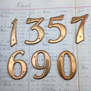 Copper Industrial metal numbers 2.5&quot; - small vintage metal numbers – salvaged address number – vintage house numbers – sign numbers