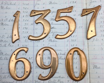 Copper Industrial metal numbers 2.5" - small vintage metal numbers – salvaged address number – vintage house numbers – sign numbers