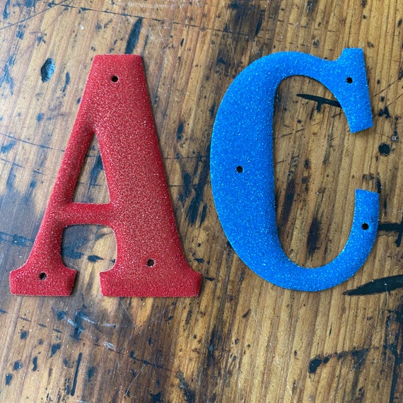 Vintage 3" reflective A or C metal letters and numbers –aluminum address numbers – old metal letter – house  – sign letter –