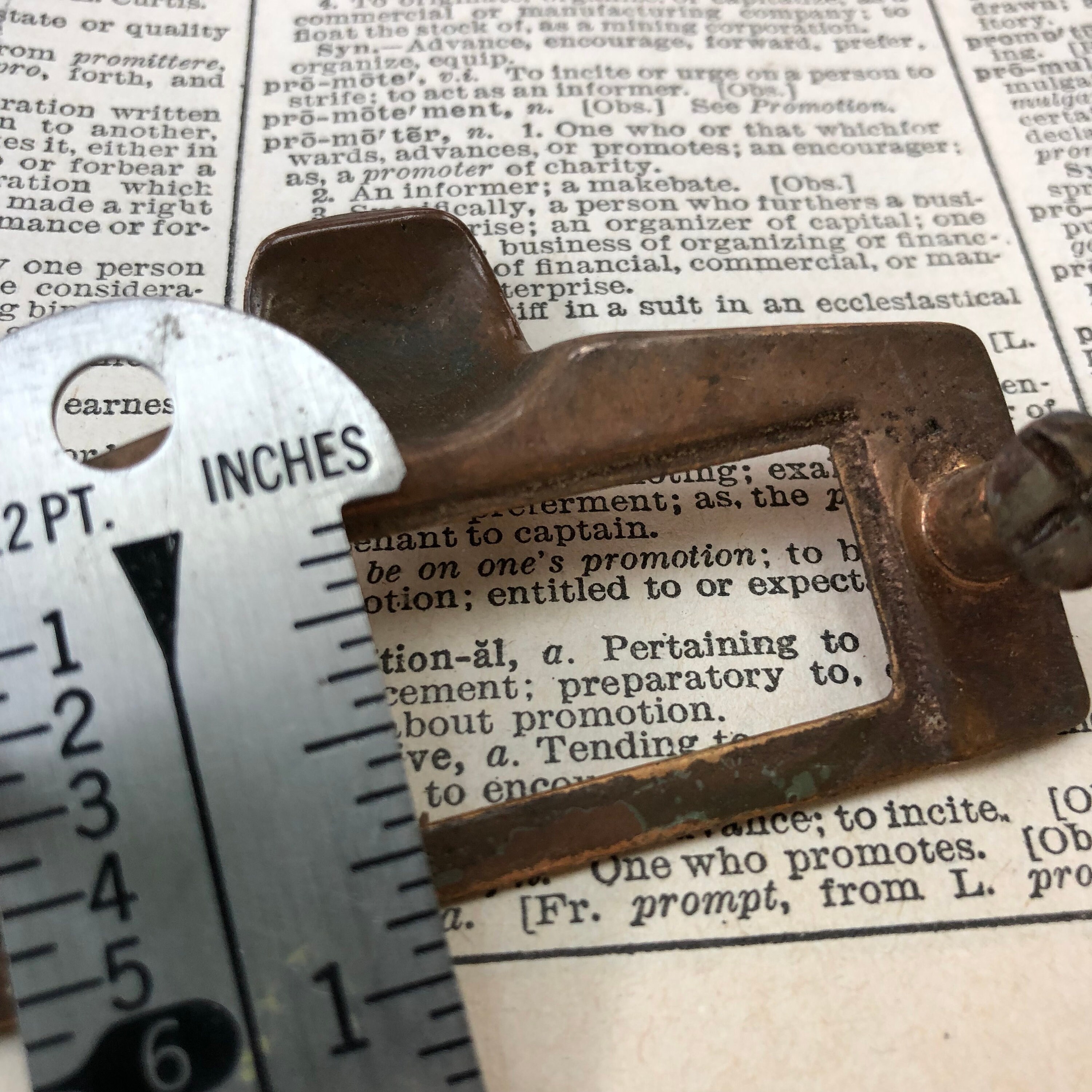 Authentic Vintage brass label holder for drawers ONE heavy antique brass drawer pull tag holder