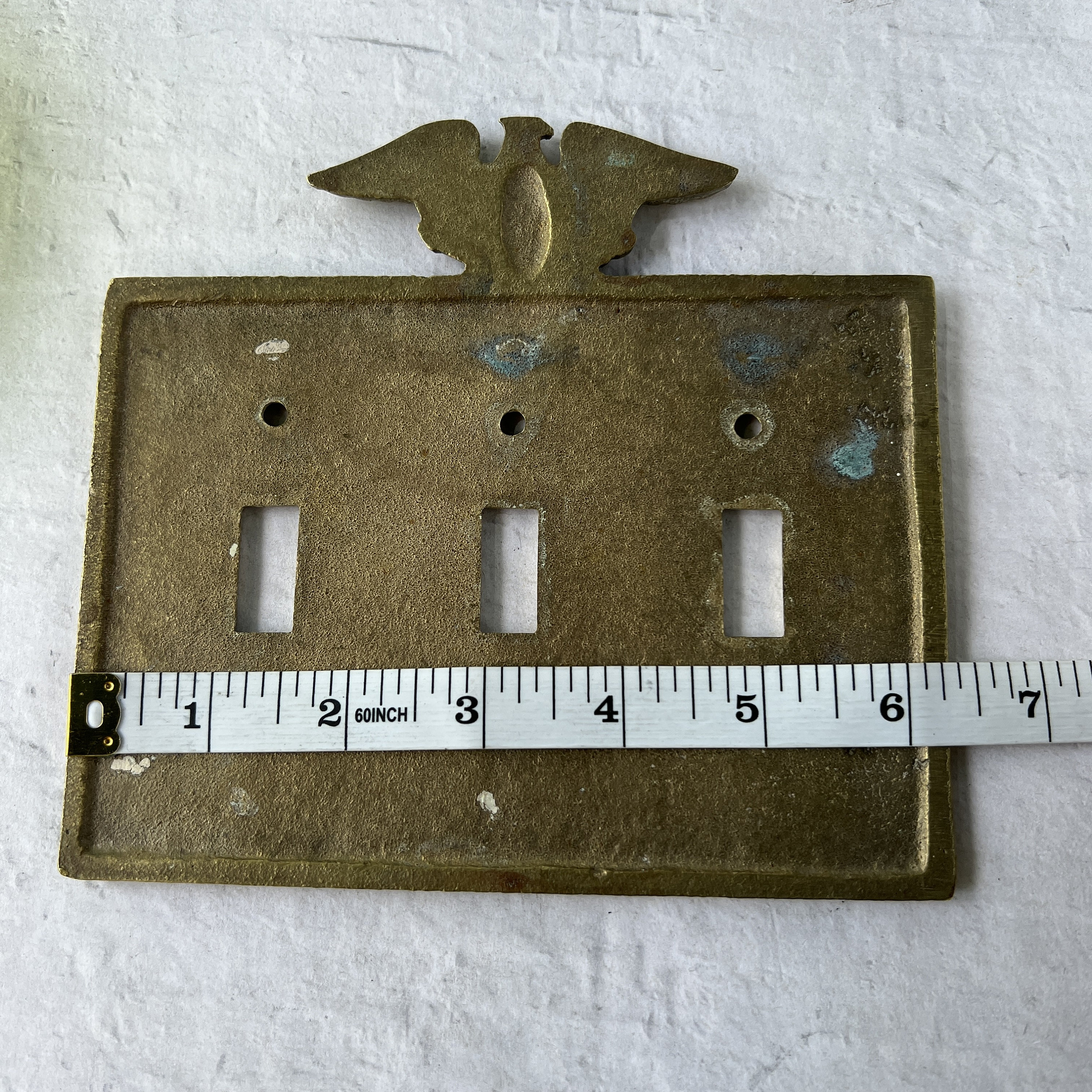 LP-1755AI 4 1/2" Brass Metal Antique Dual Push Switch Plate 