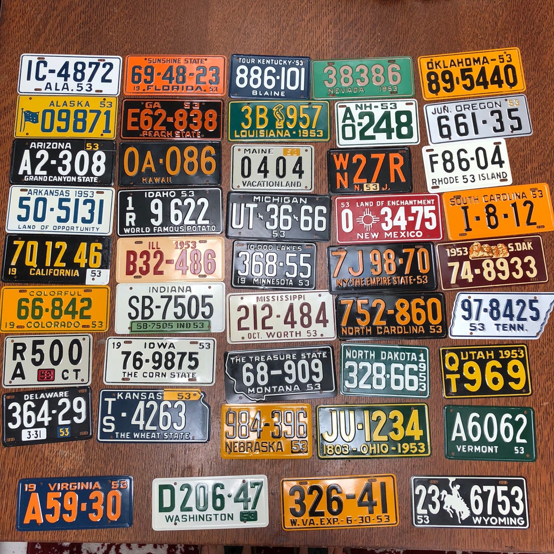 Vintage 1953 Bike License Plates Choose Your State Kids Bicycle Plate