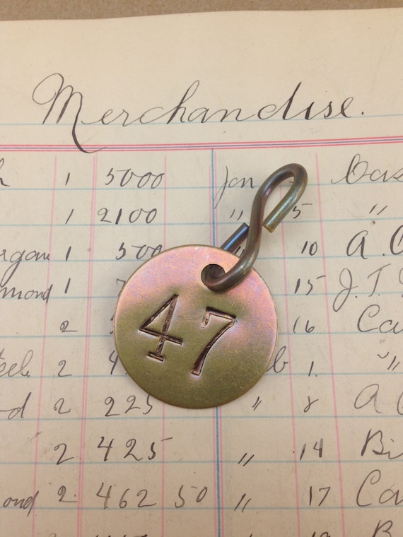 Brass Coat Check Tags - Brass Hotel key tag -  Room number tag - numbered valet tag - numbered brass tags - valet key tags - coat check tags