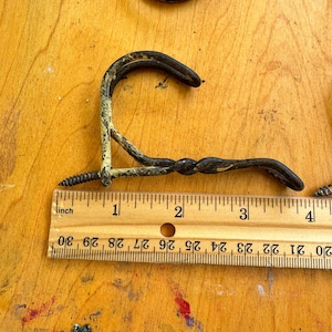 Lot of 4 Vintage coat hooks  -  industrial vintage hooks   lot of hooks vintage  - salvaged