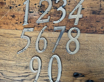 Gold Painted Metal address number 4.25" -  vintage metal house number – address number – vintage house numbers – sign numbers
