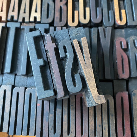 Narrow Font -Choose letter- Skinny WOODEN Letterpress Printing Blocks  -1-5/8" tall Wood Number and Letter