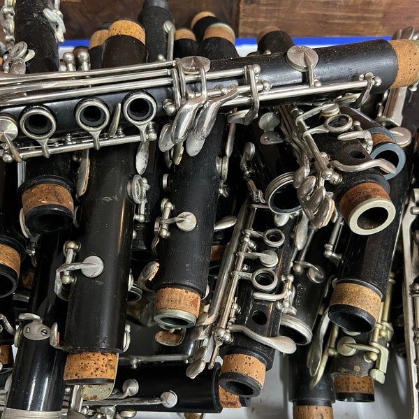 Vintage clarinet section - woodwind instrument part - antique clarinet parts